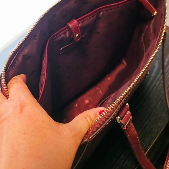 Gorgeous for fall - Authentic Kate Spade Leather Tote in Burgundy - Picture 4 of 5